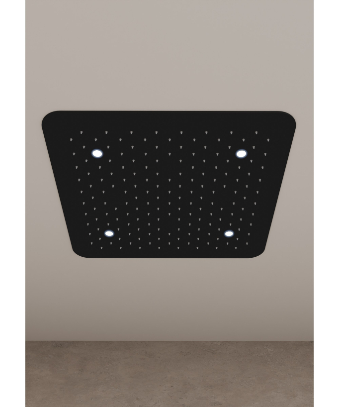 Gruppo doccia termostatico a LED a soffitto - Nero
