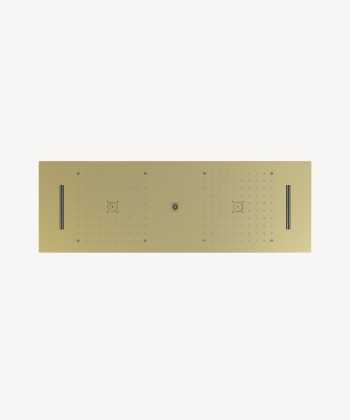 Pacchetto doccia termostatico con 3 getti LED Oro spazzolato - 900x300 mm