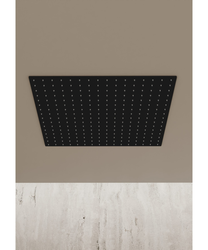 Sistema doccia termostatico a soffitto con getti nascosti 500 mm - Nero