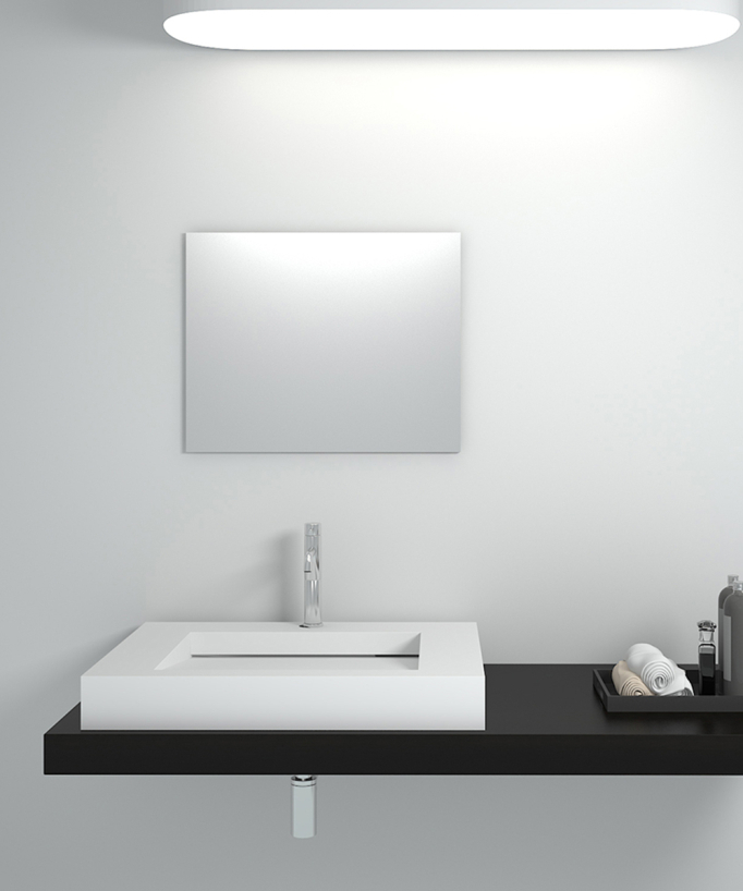 Lavabo rettangolare da appoggio in solid surface Bianco opaco - Likouala - small