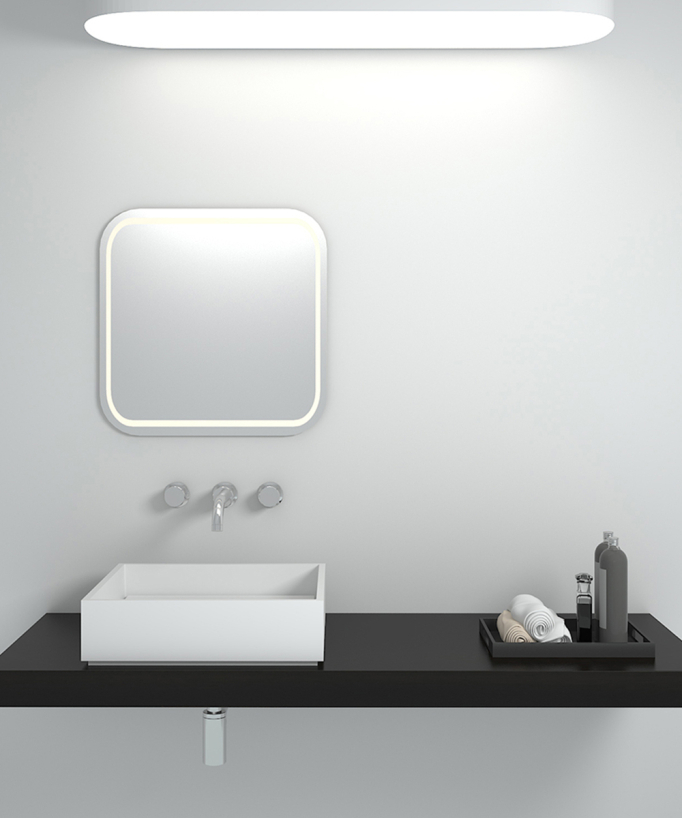 Lavabo quadrato da appoggio in solid surface Bianco opaco - Boma - small