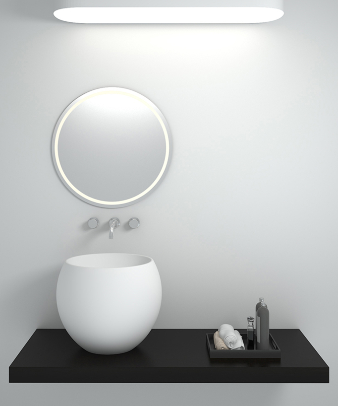 Lavabo rotondo da appoggio in solid surface Bianco opaco - Bukavu - small