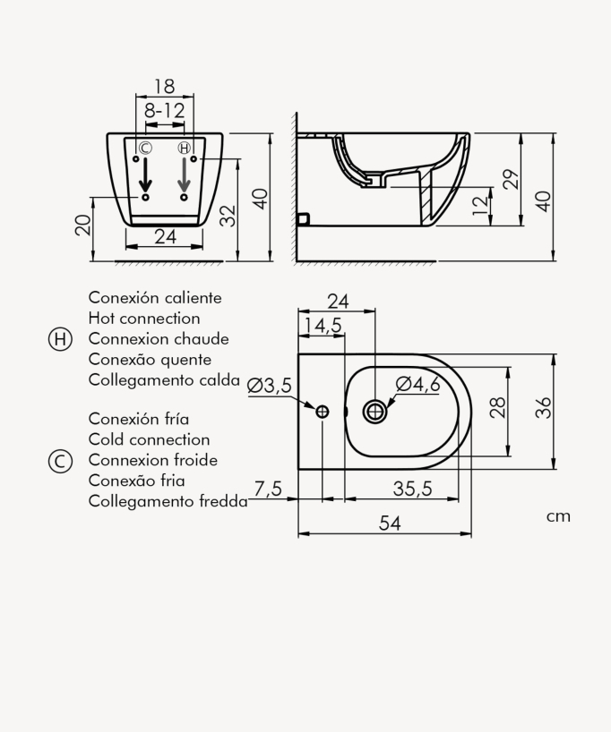 Bidet a pavimento in ceramica Nero opaco - Arc