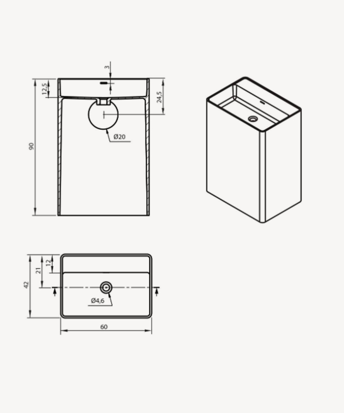 Lavabo a colonna moderno Cabanes - Bianco