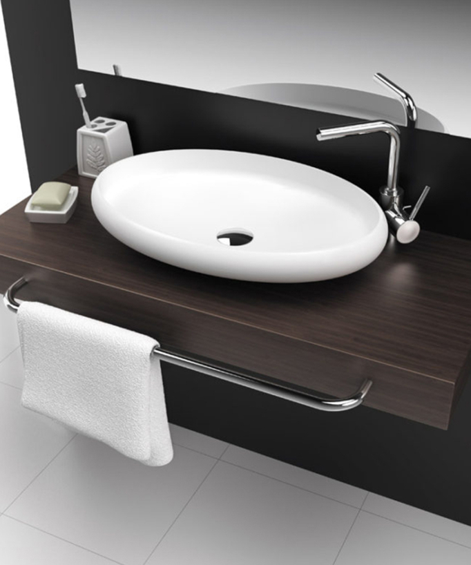 Lavabo ovale in solid surface Eslida - Bianco