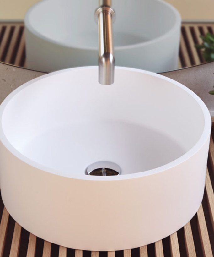 Lavabo da appoggio rotondo Lucena - Bianco Ø40 cm - small