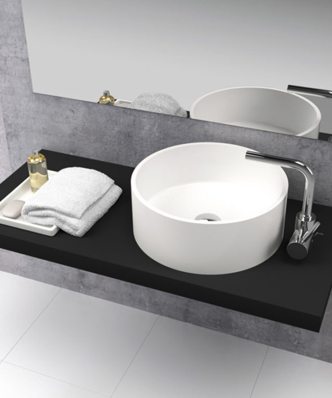 Lavabo da appoggio rotondo Lucena - Bianco Ø40 cm