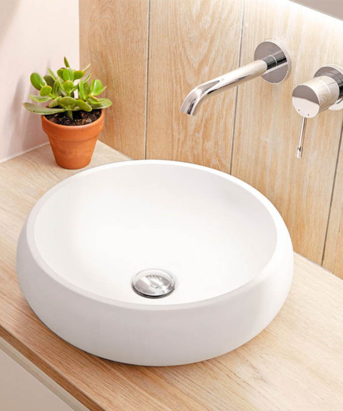 Lavabo da appoggio rotondo - Bianco - small
