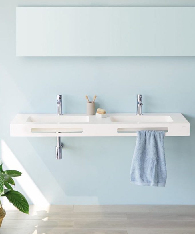 Doppio lavabo sospeso Cardiff Muro