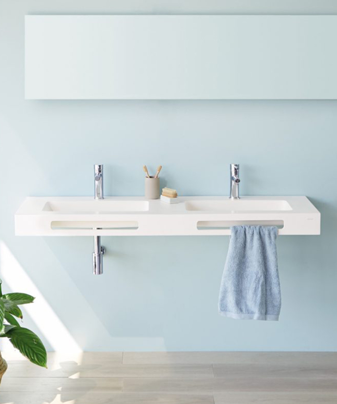 Doppio lavabo sospeso Cardiff Muro - small