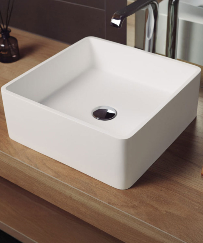 Lavabo quadrato moderno Artana - Bianco 40 cm - small