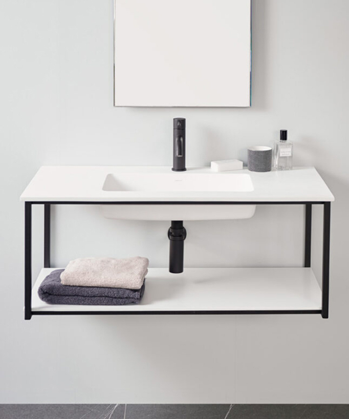 Mobile sospeso Uno metal con piano lavabo - small