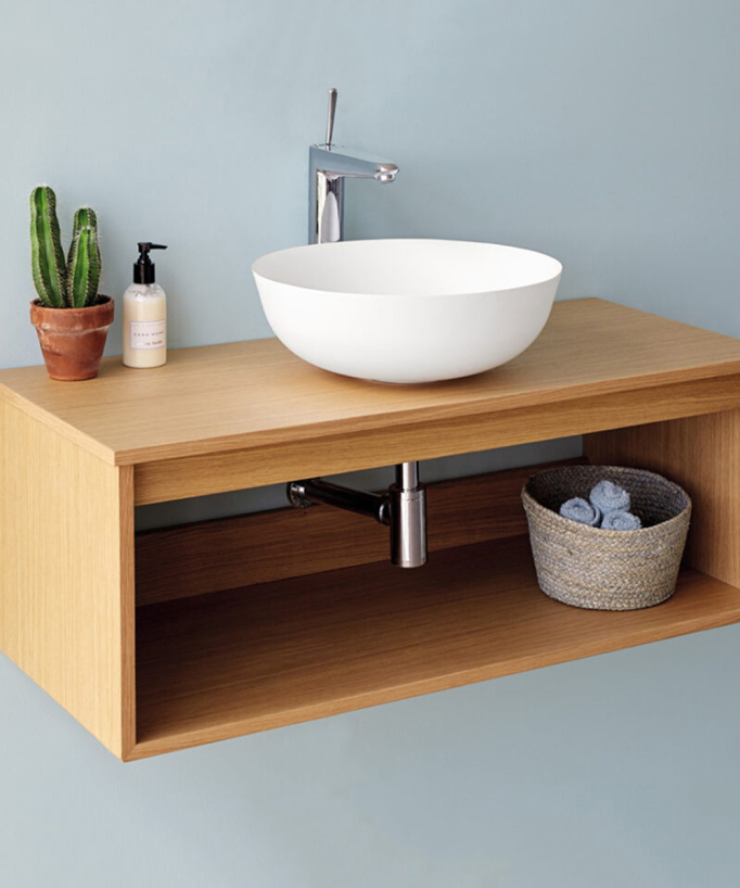 Mobile sospeso Uno wood per lavabo da appoggio - small