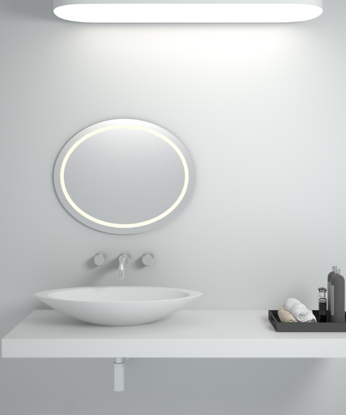 Lavabo ovale da appoggio in solid surface Bianco opaco - Kinkala - small