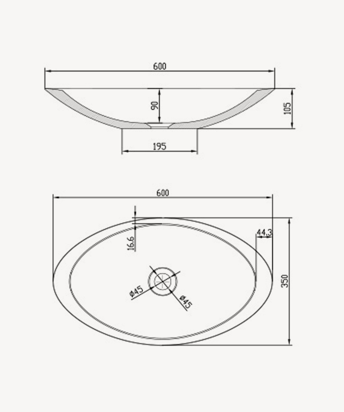 Lavabo ovale da appoggio in solid surface Bianco opaco - Kinkala