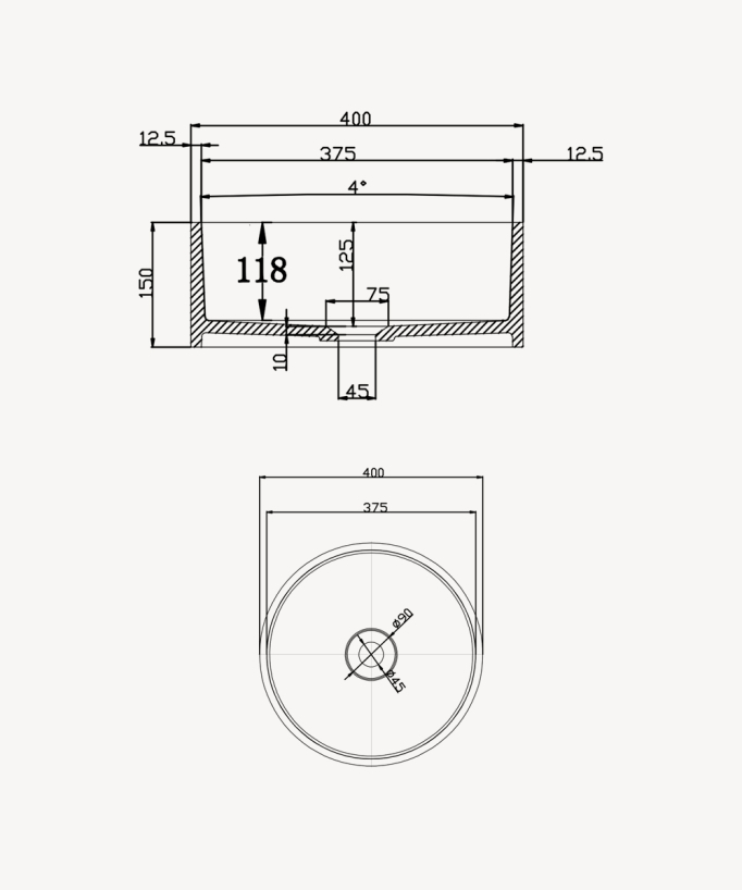 Lavabo rotondo da appoggio in solid surface Bianco opaco - Makoua