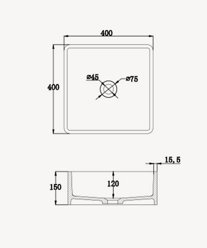 Lavabo quadrato da appoggio in solid surface Bianco opaco - Kouilou