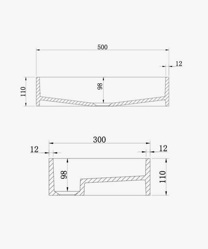 Lavabo rettangolare da appoggio in solid surface Bianco opaco - Shanga