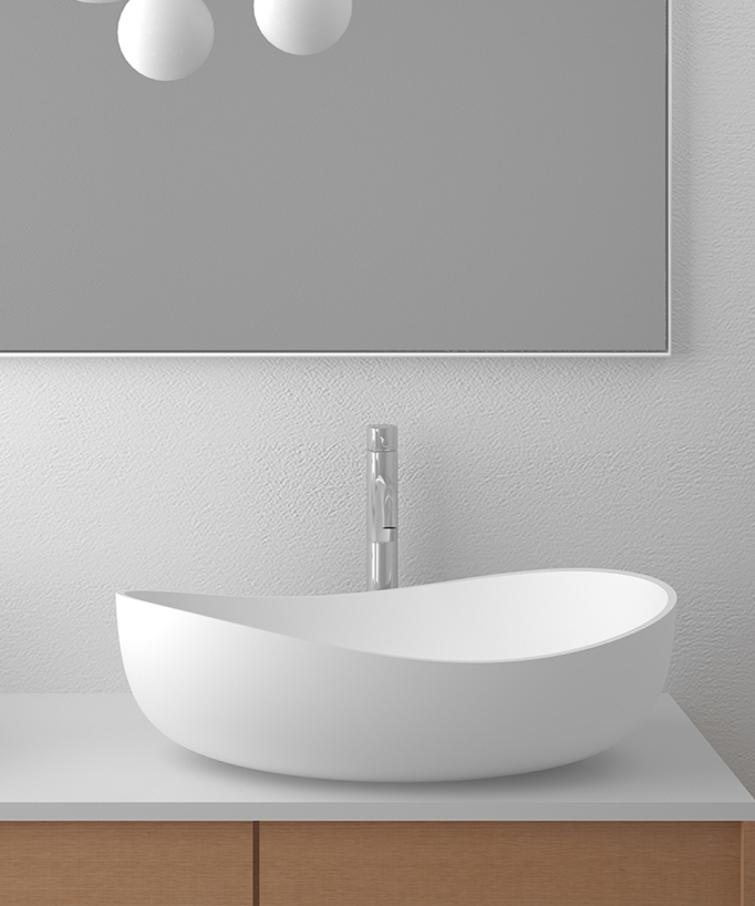 Lavabo da appoggio in solid surface Bianco opaco - Kitwit
