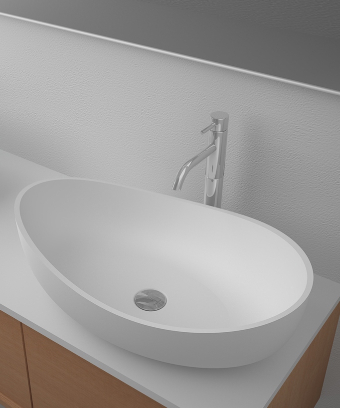 Lavabo da appoggio in solid surface Bianco opaco - Kitwit