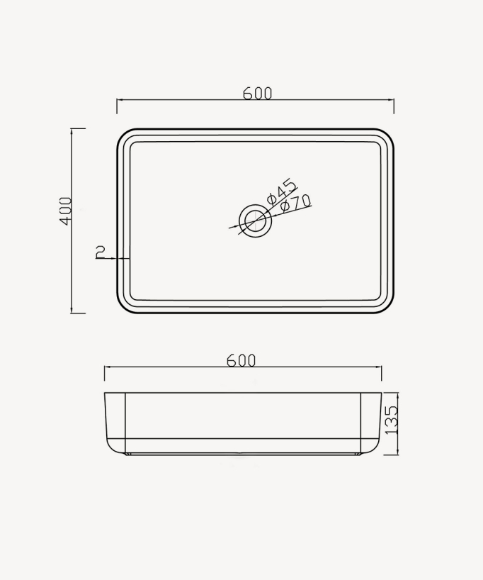 Lavabo rettangolare da appoggio in solid surface Bianco opaco - Kalemie