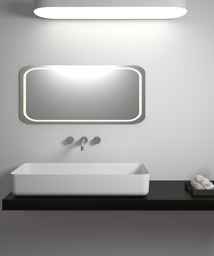 Lavabo rettangolare da appoggio in solid surface Bianco opaco - Mbandaka - small