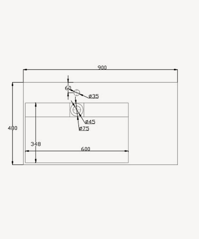 Lavabo rettangolare sospeso in resina minerale Bianco opaco - Bumba