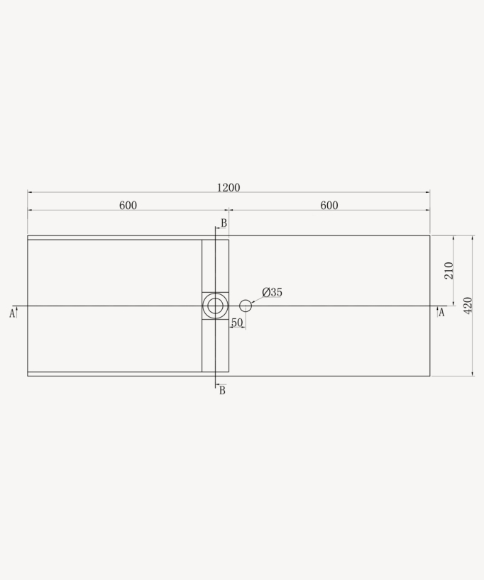 Lavabo rettangolare sospeso in resina minerale Bianco opaco - Lualaba