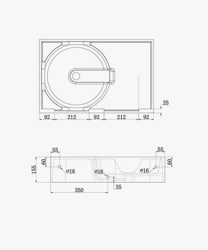 Lavabo rettangolare sospeso in resina minerale Bianco opaco - Lomami