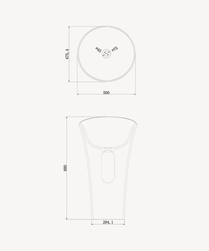 Lavabo totem rotondo da appoggio in resina minerale Bianco opaco - Oyo