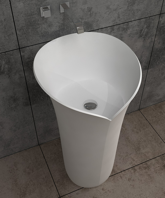 Lavabo totem rotondo da appoggio in resina minerale Bianco opaco - Pointe-Noire