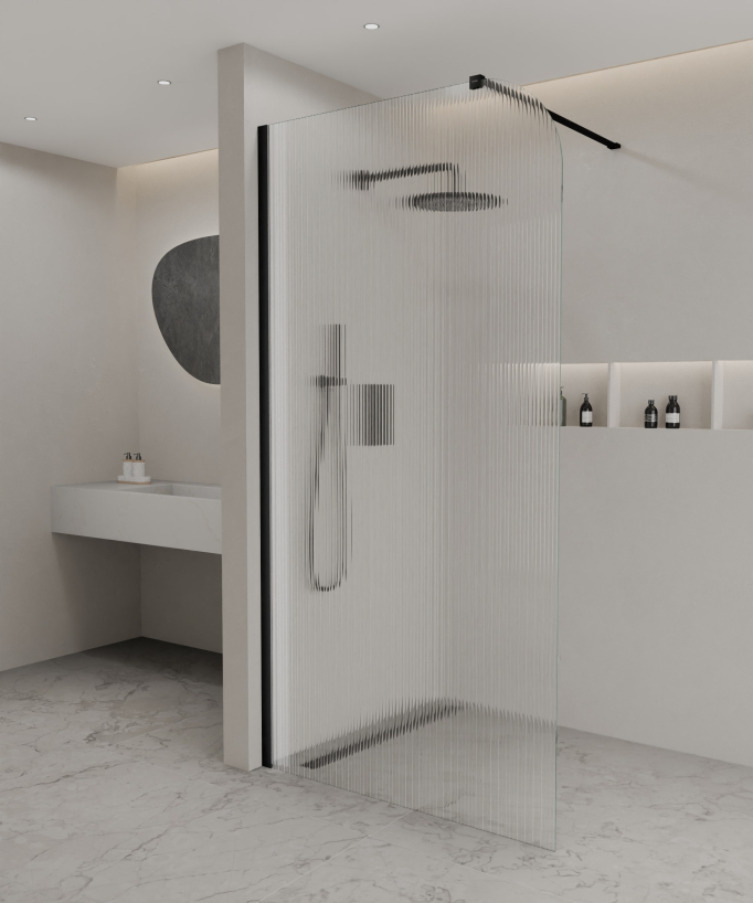 Cuba - Parete doccia con profilo nero e vetro scanalato