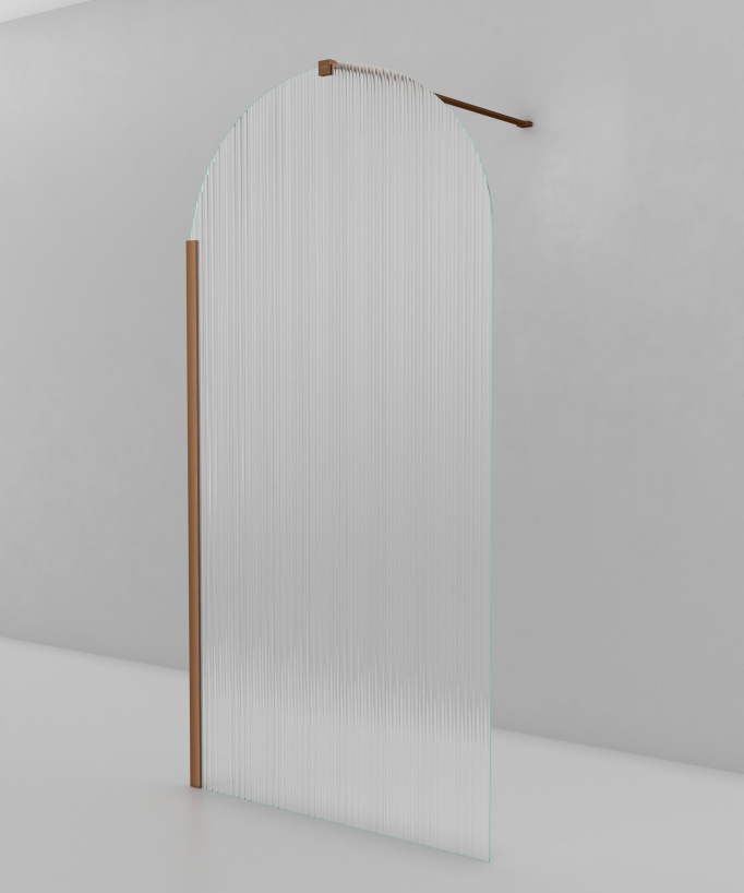 Nisa - Parete doccia walk-in vetro scanalato curvo profilo oro rosa spazzolato