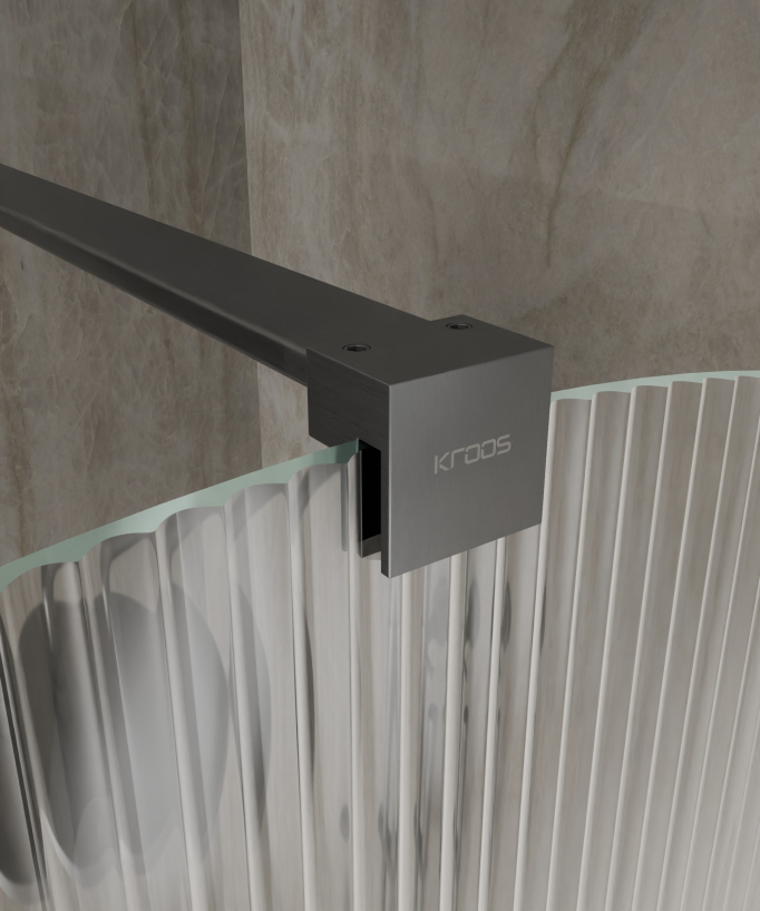 Nisa - Parete doccia ad arco vetro scanalato finitura gunmetal