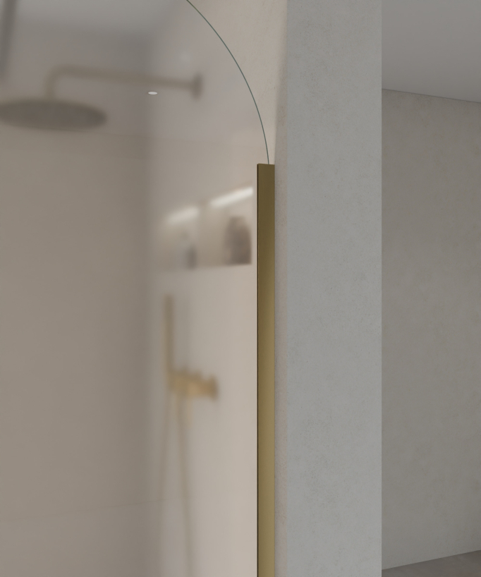 Santana - Parete doccia design oro spazzolato vetro Ice