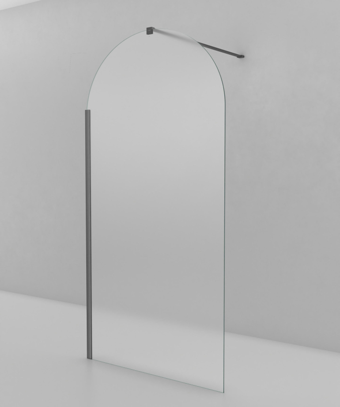Santana - Parete doccia walk-in vetro curvo Ice finitura gunmetal