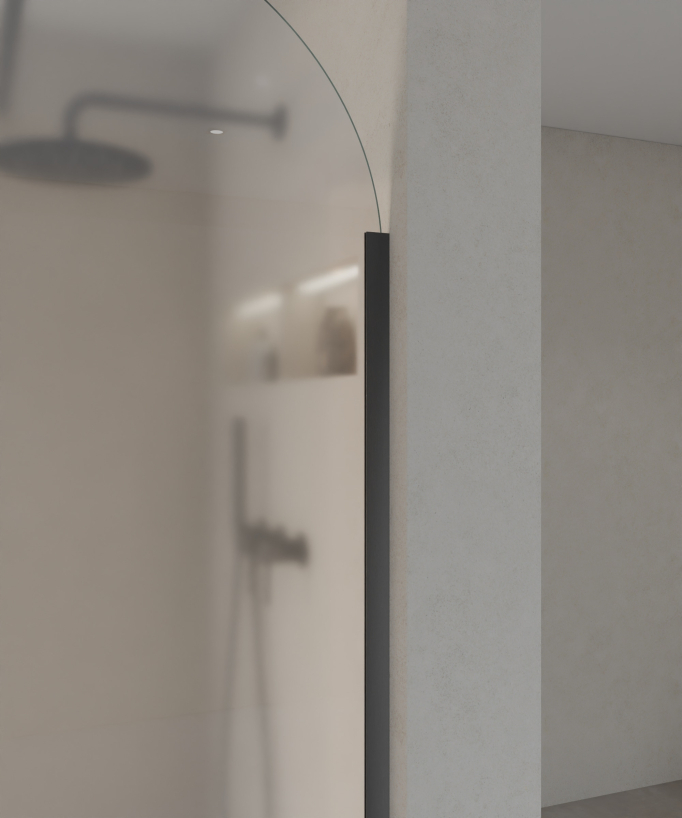 Santana - Parete doccia walk-in vetro curvo Ice finitura gunmetal