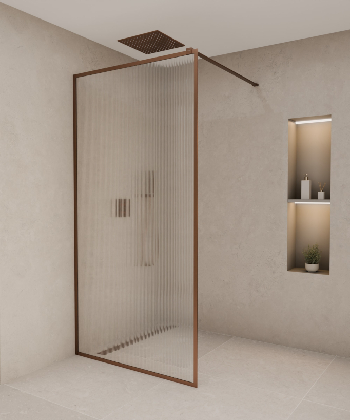 Sintra - Parete doccia walk-in, finitura oro rosa spazzolato