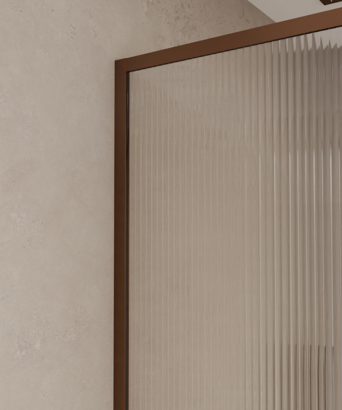 Sintra - Parete doccia walk-in, finitura oro rosa spazzolato