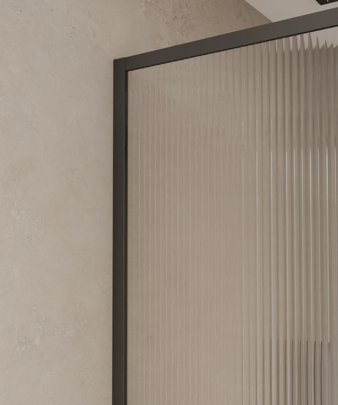 Sintra - Parete doccia vetro scanalato, telaio gunmetal
