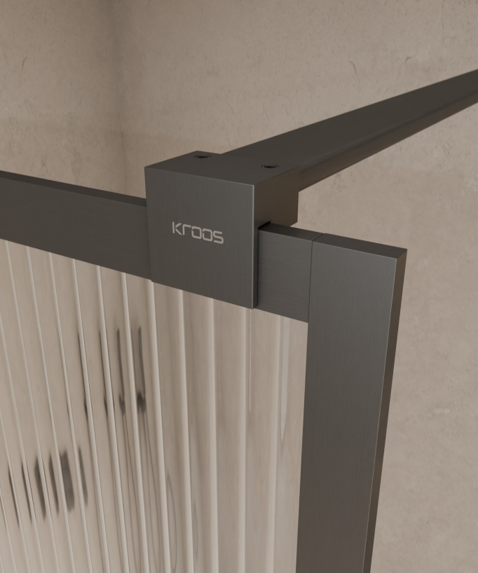 Sintra - Parete doccia vetro scanalato, telaio gunmetal