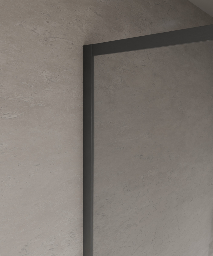 Evora - Parete doccia fissa in vetro trasparente, cornice gunmetal