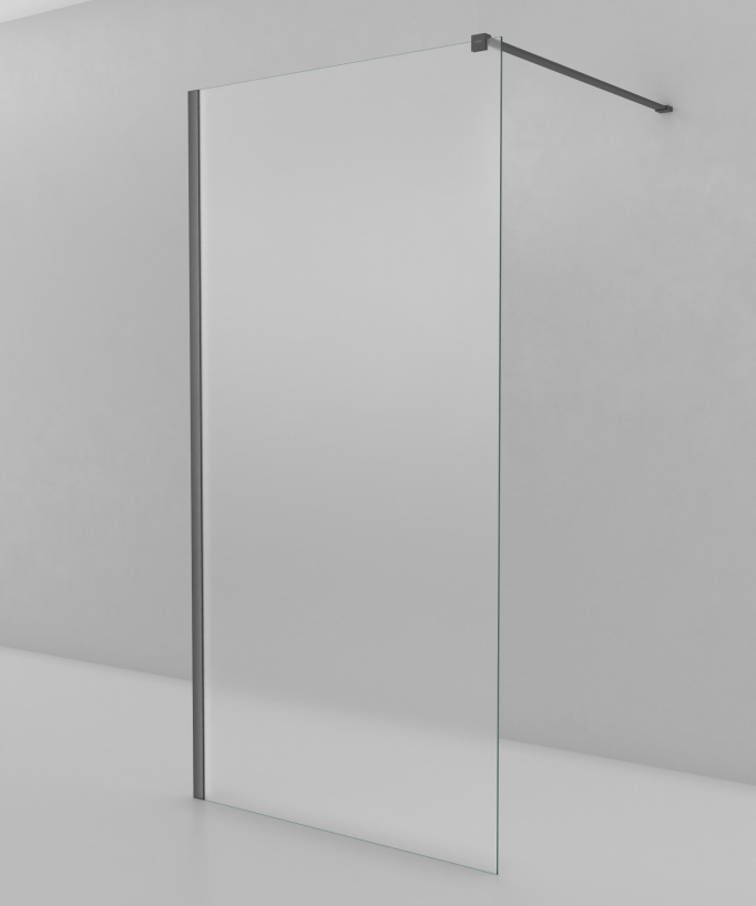 Tavira - Parete doccia fissa in vetro Ice finitura gunmetal