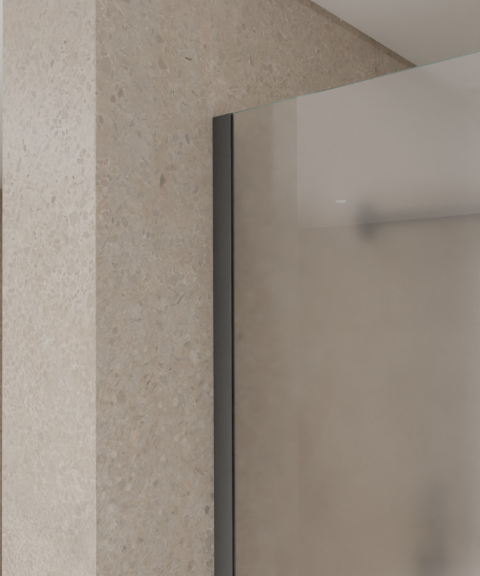 Tavira - Parete doccia fissa in vetro Ice finitura gunmetal