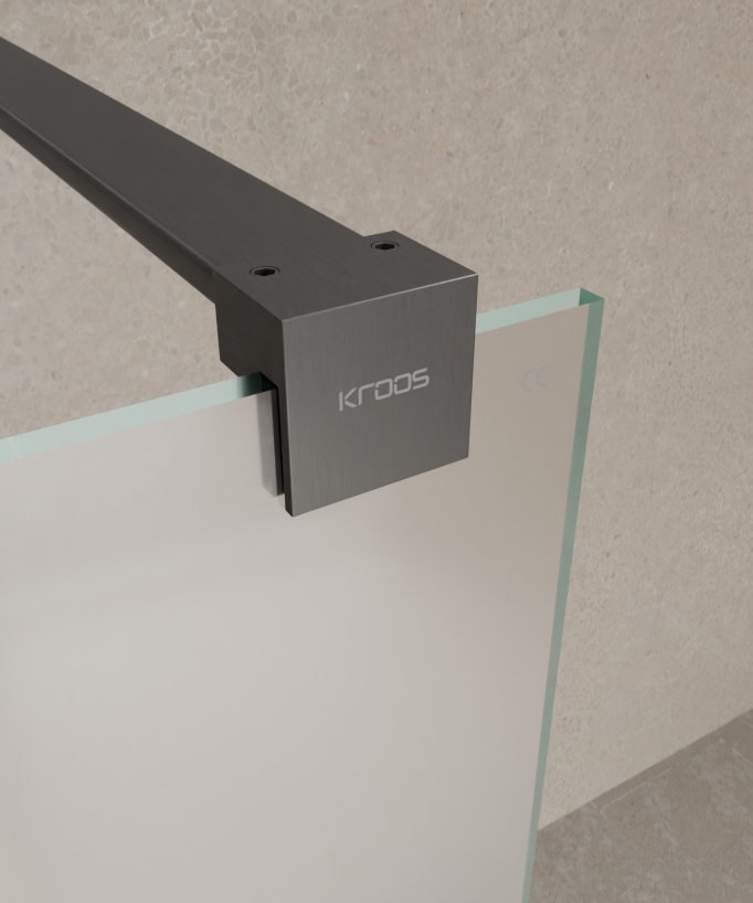 Tavira - Parete doccia fissa in vetro Ice finitura gunmetal