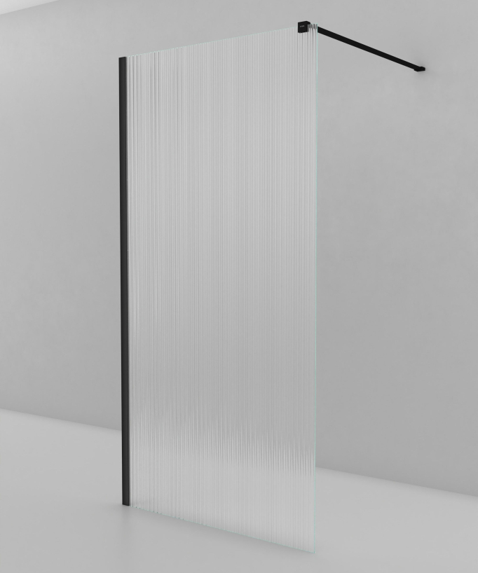 Vizela - Parete doccia nera vetro scanalato fisso