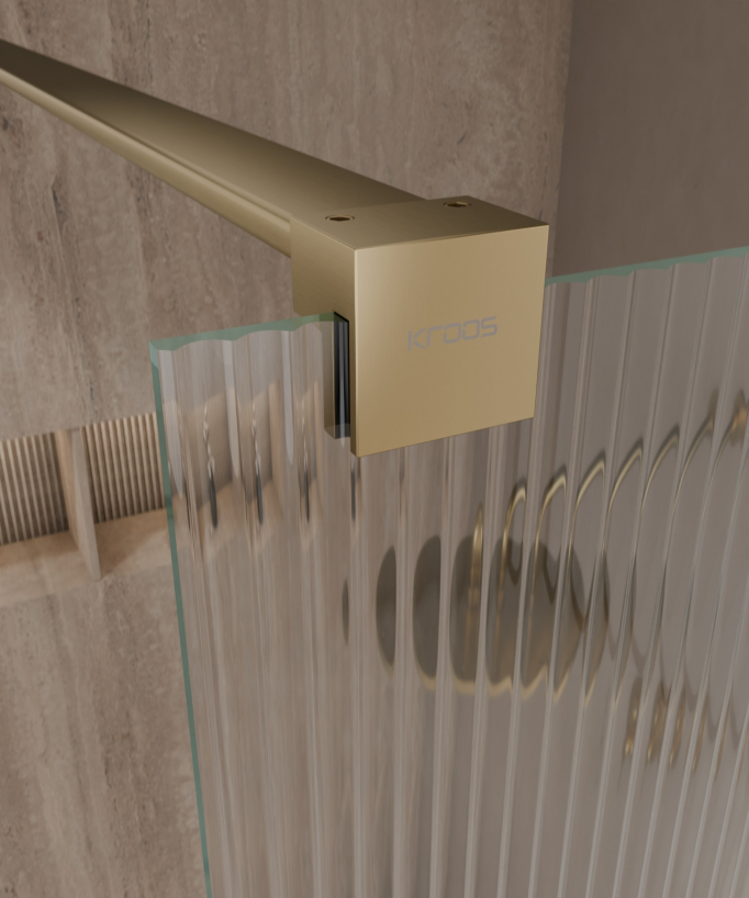 Vizela - Parete doccia walk-in oro spazzolato in vetro temperato scanalato
