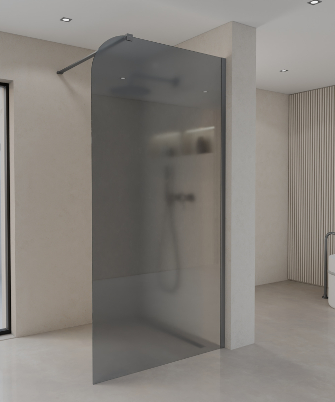 Beja - Parete doccia vetro fumé fisso profilo gunmetal