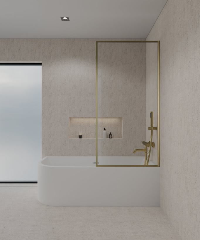 Parete vasca fissa 70 o 80 cm oro spazzolato Guadra