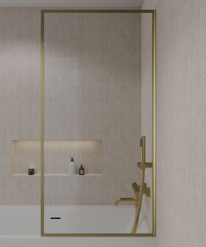 Parete vasca fissa 70 o 80 cm oro spazzolato Guadra